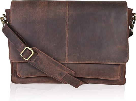Leather Messenger Bag for Men and Women，Wood